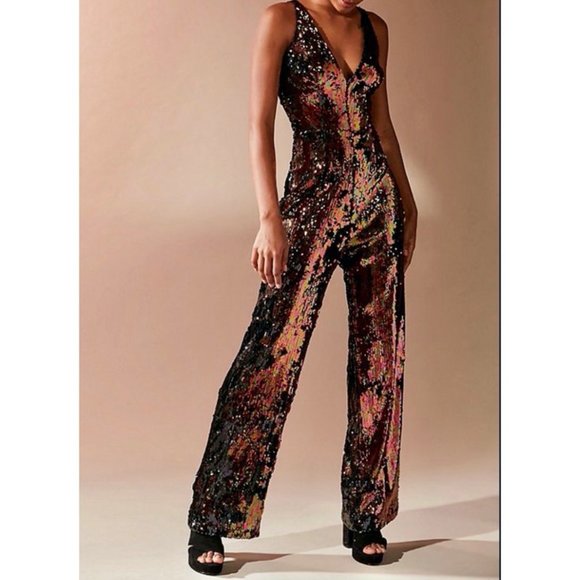 Dress The Population Sequin Jumpsuit Auburn Bronze - Picture 7 of 9